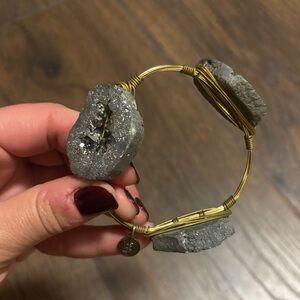 Bourbon and Bowties Triple Silver Agate Stone Bracelet